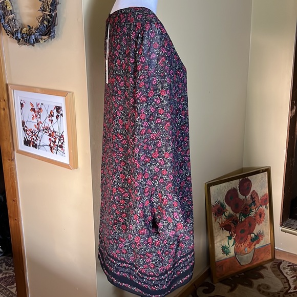 MAX STUDIO Size XL Dark Floral Romantic Dress Pintuck Floral Overlay $138 NEW - Picture 4 of 16